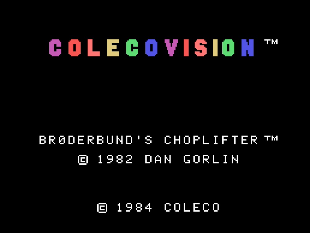 Title Screen of Choplifter for Colecovision